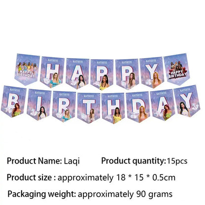 K-Katseye Birthday Decoration Kpop Girl Group Napkin Balloon Cup Plate Tablecloth Banner For Girls Festival Party Fans Gift -