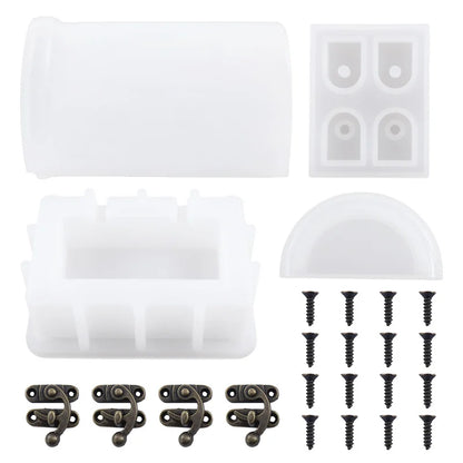 DIY Storage Box Silicone Mould Set Treasure Chest Jewelry Organizer Resin Molds Gypsum Clay Crafts Making Supplie for Home De