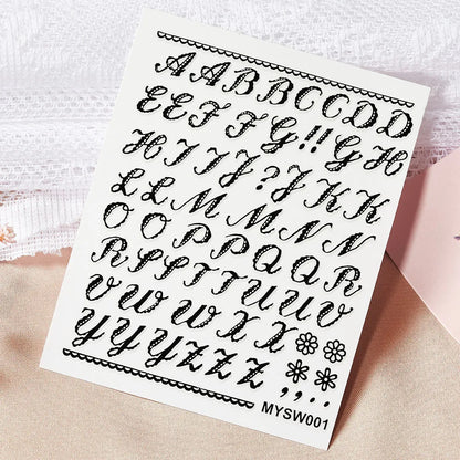 1PC 26-English Alphabet Number 3D Self-adhesive Nail Art Decal Sticker Word Small Letter Nail Decals Sticker Manicure Decorat