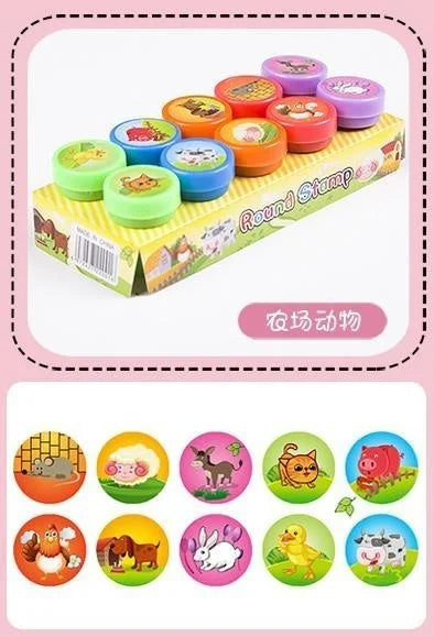 10pcs Assorted Stamps for Self-ink Stamps Toy Stamps Smiley Face Seal Scrapbooking DIY Painting Photo Album Decoration