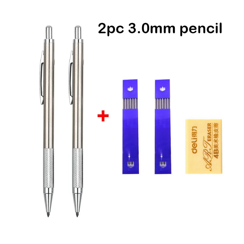 Mechanical Pencil Set 0.3 0.5 0.7 0.9 1.3 2.0mm Full Metal Art Drawing Painting Automatic Pencil with Leads Office School Sup