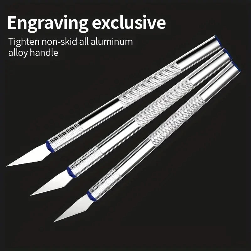 13pcs Metal Carving Knife Pen Art Seal Cutting Manual Combination Paper Cuttings Non-Slip Gadget DIY Precision Repair Tool