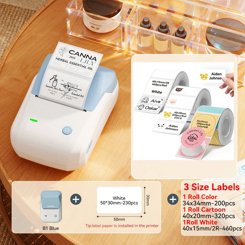 NIIMBOT B1 Portable Thermal Printer With Tapes 2 Inch Adhesive Label Printer Mini Bluetooth Sticker Maker Support Smartphones