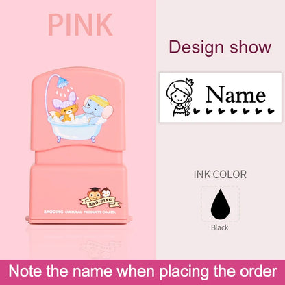 Personalized Kids Name Stamp-Custom Waterproof Seal Stamps for School,Durable Non-Fading Ink, Travel Case & Educational Tools