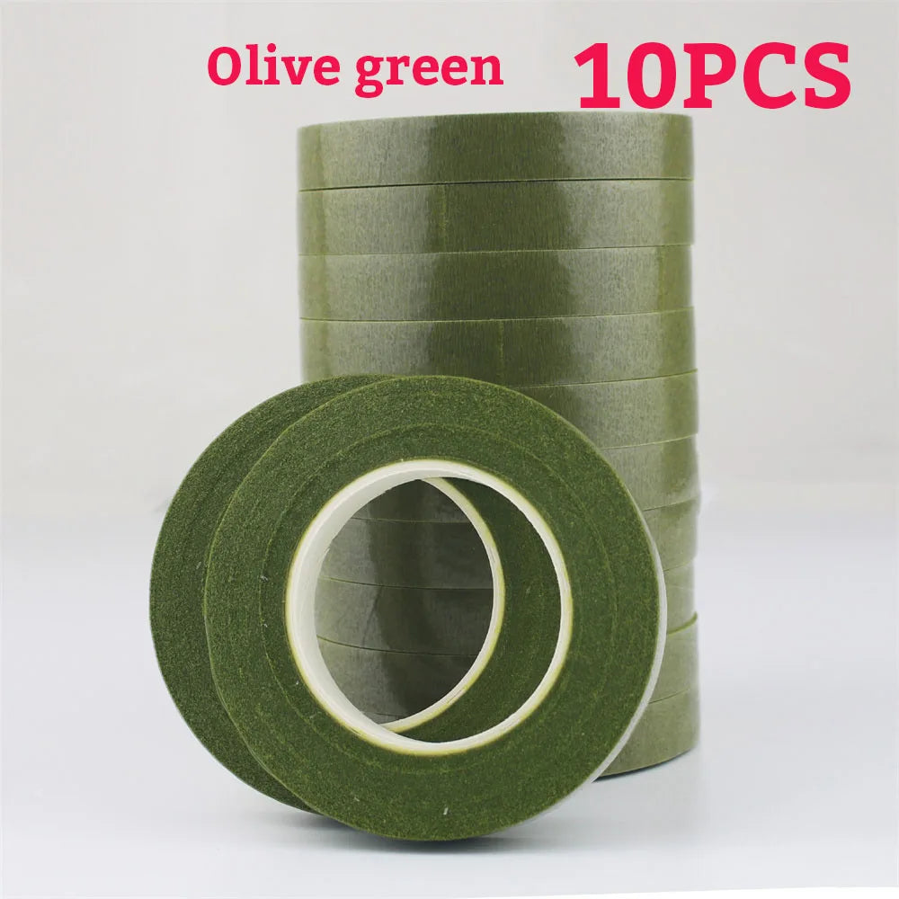Green Flower Stem Sticks DIY Floral Material Handmade Wire Stem Floriculture Tape Self-adhesive Bouquet Floral Stem Paper Tap