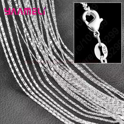10PCS Pure 925 Sterling Silver Charm Link Chain Necklace Jewelry with Strong Smooth Lobster Clasps 16-30 Inches