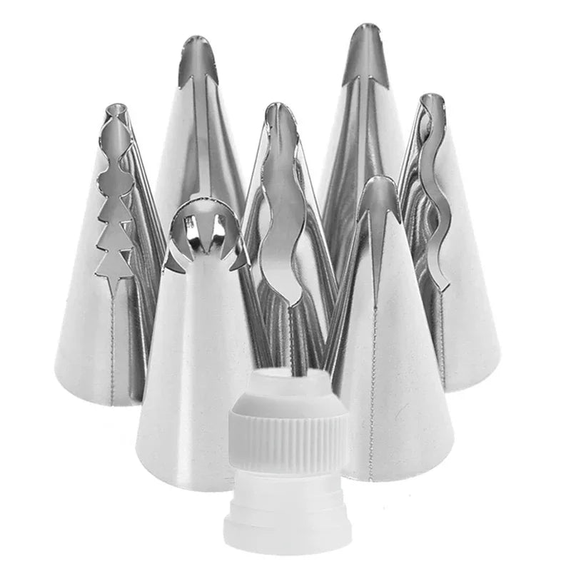 8/10pcs Russian Piping Tips Set Icing Piping Nozzles Reusable Frosting Pastry Bags Fondant Smoother Cake Baking Decorator Too