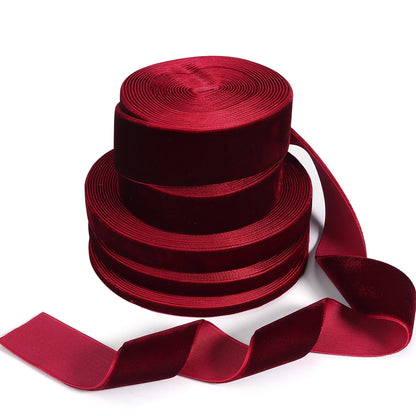 5-10yards 6/10/15/25/32mm Wine Red Single-sided Velvet Ribbon Handmade Bow Gifts Bouquet Wrapping DIY Christmas Party Decorat