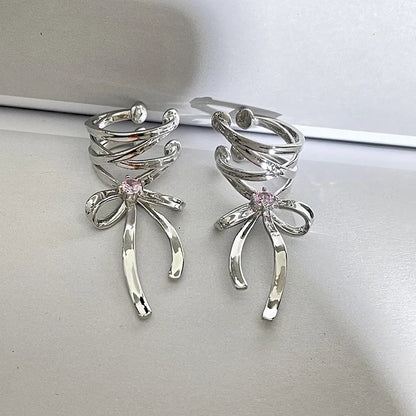 Girls New Ribbon Aesthetics Ear Clips Ballet Style Ribbon Bow-knot Ear Cuff Women Korean Fashion Kpop Earring Jewelry