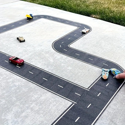 Cartoon Style Reusable Road Stickers, Black Polyurethane Road Tape, Suitable for Party Racing Decoration