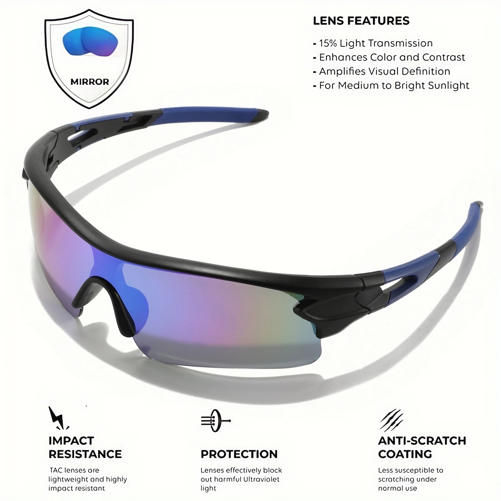 New UV400 Protective Sports Eyewear - Lightweight Full-Cover Lens, Unisex Wrap-Around for Cycling, Hiking & Daily Use