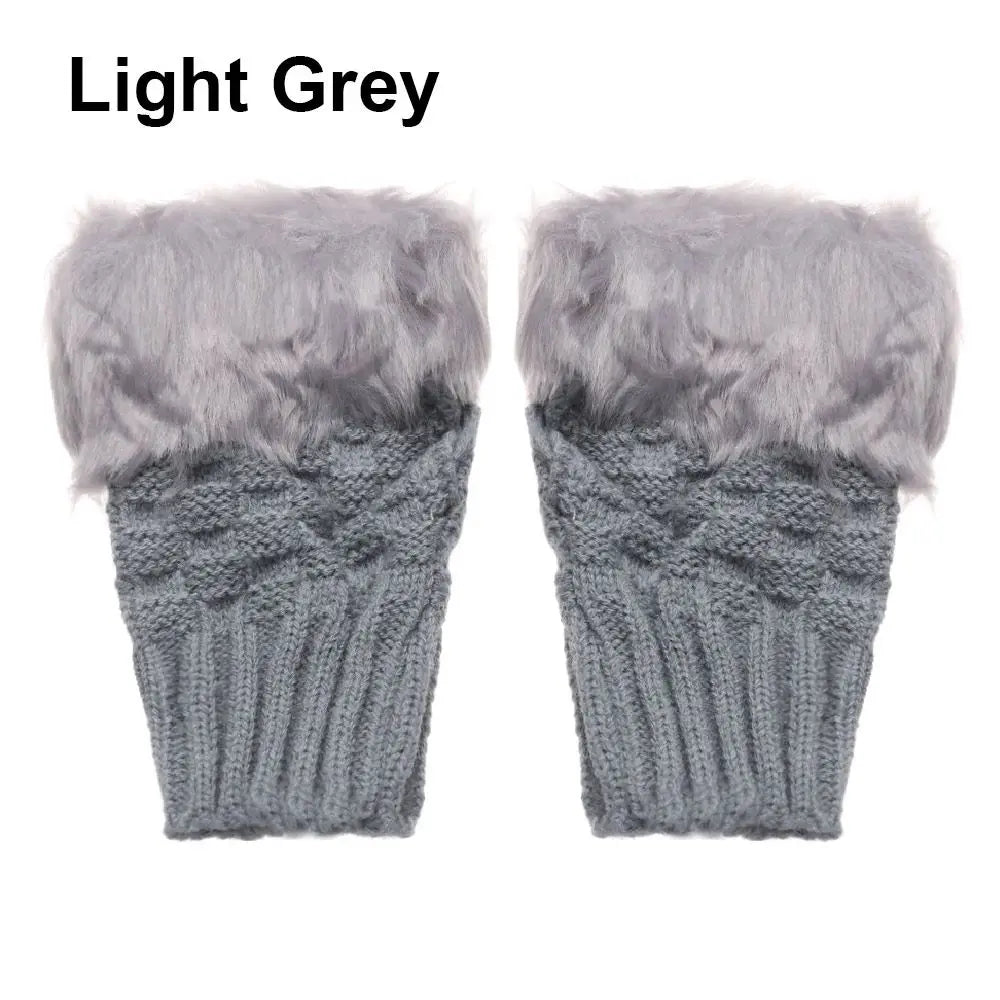 Rabbits Knitted Gloves, Faux Rabbit Hair Mittens, Warm Fingerless Gloves for Winter, Cozy Texting Gloves, Stylish Outdoor Han