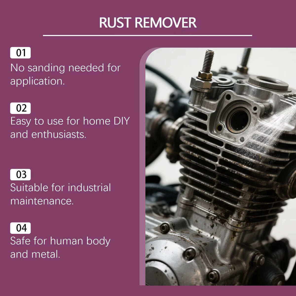 Car Rust Remover Spray Safe for Auto Paint Metal Surface Treatment for Chassis, Wheels, Tools Prevents Corrosion Degreaser 10
