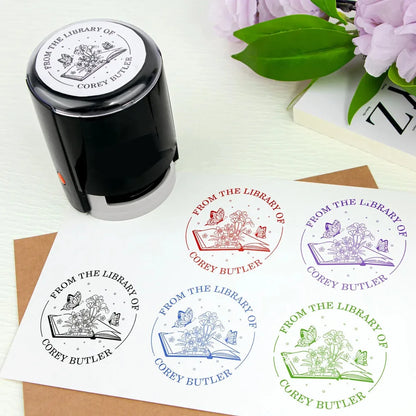 Custom Stamp Round Self Inking,Personalized Stamp 25/30/40/50mm Monogram LOGO Design Rubber Stampswith 4 Optional Ink Colors