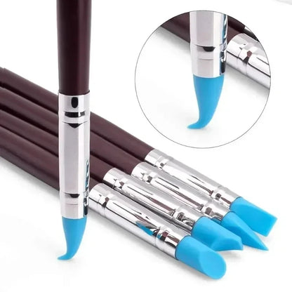 5Pcs/set Silicone Clay Sculpting Tools for Brush Modeling Dotting Nail Art Pottery Clays Tool DIY Carving Ceramics Sculpture