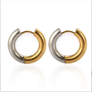 Hoop Earrings for Women Trendy Golden Stainless Steel Earring Jewelry New - D1