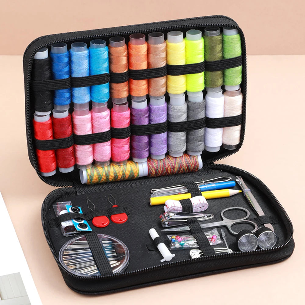 Sewing Kit Complete Set with Threads Needles Scissors Tape Measure Buttons and More for DIY Handcraft Projects Home and Trave