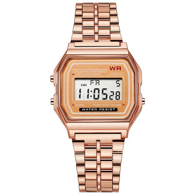 Luxury Rose Gold Women Watches Electronic Digital Display Retro Style Clock Men's Relogio Masculin Reloj Hombre homme - Rose 
