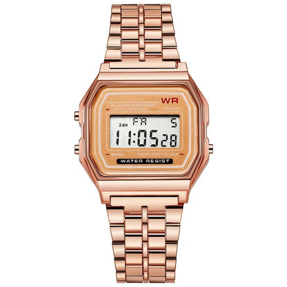 Luxury Rose Gold Women Watches Electronic Digital Display Retro Style Clock Men's Relogio Masculin Reloj Hombre homme - Rose 