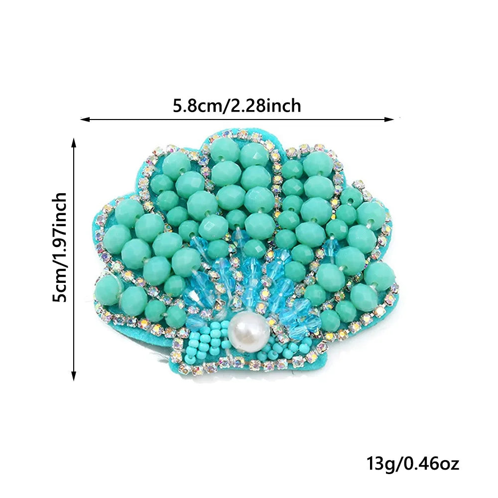 3D Marine Animal Patches Seahorse Crab Beaded Patches Starfish Handmade Cartoon Patches For DIY Craft & Cloth Decoration - Se
