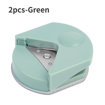 circle cutter button maker Corner round machine corner punching portable paper cutter card photo cutting - 2pcs-Green