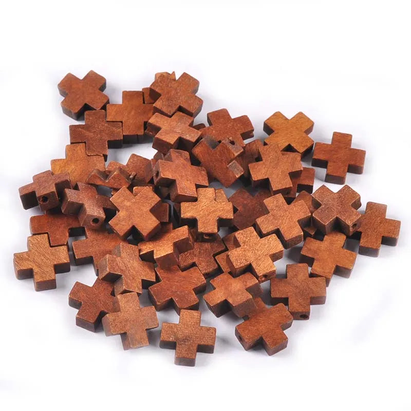 15x15mm 50Pcs Mixed Cross Unfinished Wooden Handmade Supplies Wood DIY Craft Scrapbook Home Decor Ornaments Accessories M2673