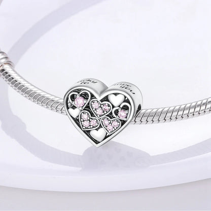 925 Sterling Silve Charms Beads Forever Love Heart Sister Family Life Charms Dangle For Bracelet Woman Jewelry Gifts