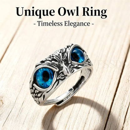 Rare Vintage Owl Carved Tibet Silver Ring for Men Cute Animals Youth Gothic Adjustable Fashion Women Jewelry Accessories Gift