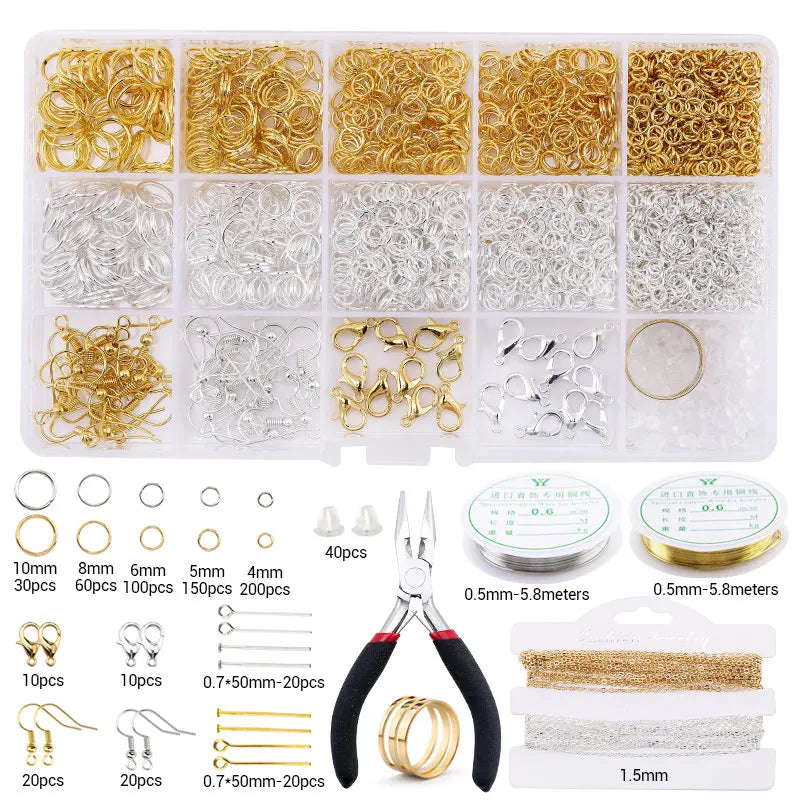 Jewelry Making Supplies Kit with Jewelry Tools Open Jump Rings Lobster Clasps Crimp Beads Earring Hooks Accessories for Jewel