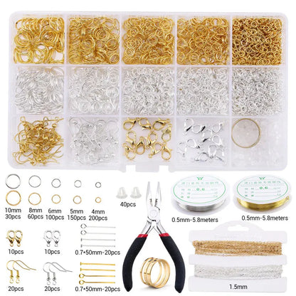 Jewelry Making Supplies Kit with Jewelry Tools Open Jump Rings Lobster Clasps Crimp Beads Earring Hooks Accessories for Jewel