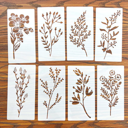 **18 Pcs DIY Flower Painting Stencils, Reusable Plastic Templates for Wood, Fabric, Paper - Spray Paint & Graffiti Craft Supp