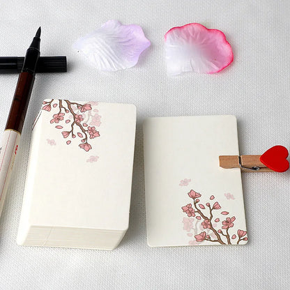 20/40Pcs Blank Greeting Cards, Chinese Style Paper, White Kraft, Small, Floral, DIY Crafts - E / 40Pcs