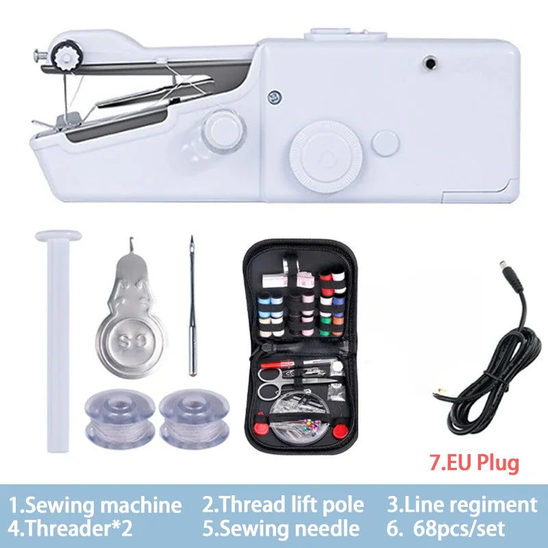 Portable Manual Sewing Machine Handheld Rope-free Electric Quick Build DIY Apparel Supplies Arts Crafts Home Garden Embroider