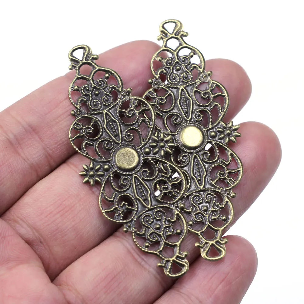 Pendants Wraps Metal Crafts Connectors Rose Flower Filigree Flower For Embellishments Scrapbooking Jewelry DIY Accessories - 