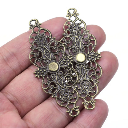 Pendants Wraps Metal Crafts Connectors Rose Flower Filigree Flower For Embellishments Scrapbooking Jewelry DIY Accessories - 