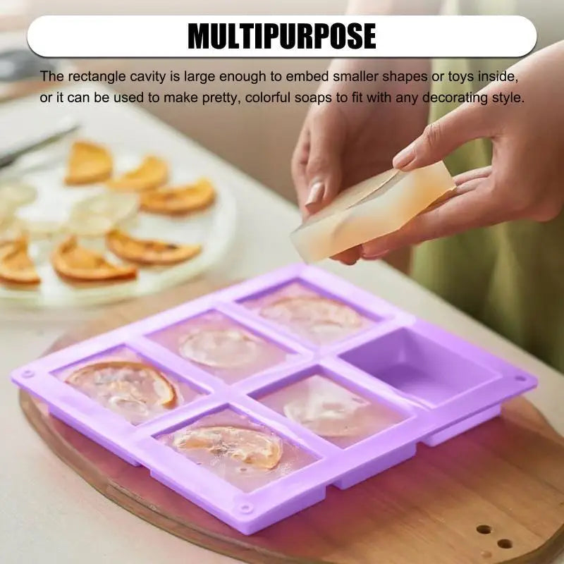 Newest 6 Grids Rectangle Silicone Soap Making Molds DIY Chocolate Mousse Cake Bakeware Ice Cream Mould Tools Birthday Gifts 2
