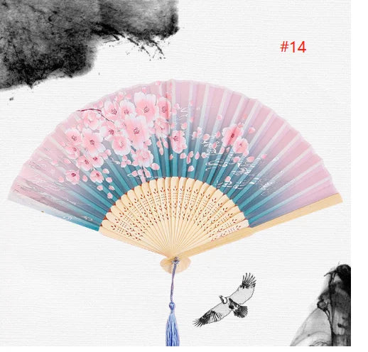 Folding Hand Fan Weddings Traditional Chinese Japanese Korean Art Craft Gift Bamboo Room Dance Props Wood Fans Home Decoratio
