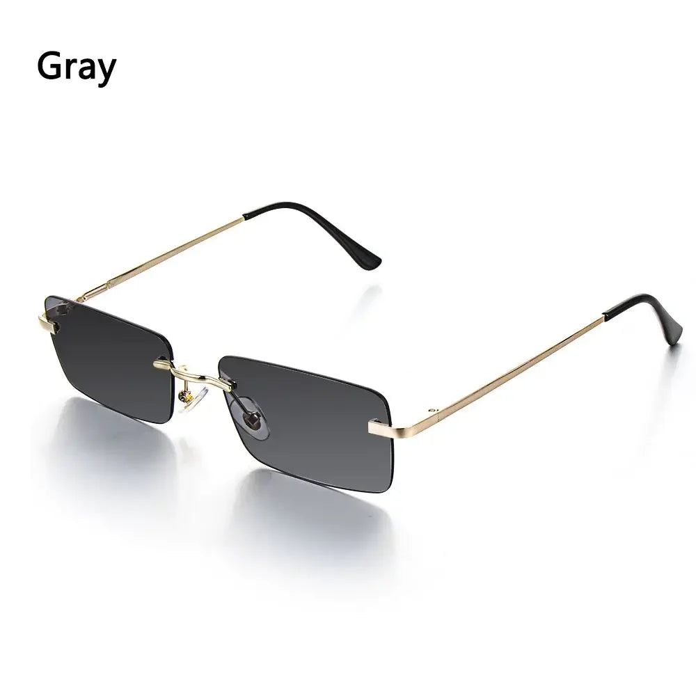 Trendy Punk Sunglasses Rimless Rectangle Sun Glasses for Men Women Fashion UV400 Driving Shades Frameless Gradient Eyewear - 