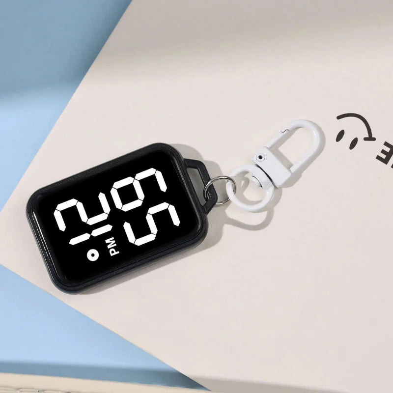 LED Keychain Pocket Watch Digital Display Electronic Watch for Youngster Student Backpacks Keys Pendant Timepiece Present
