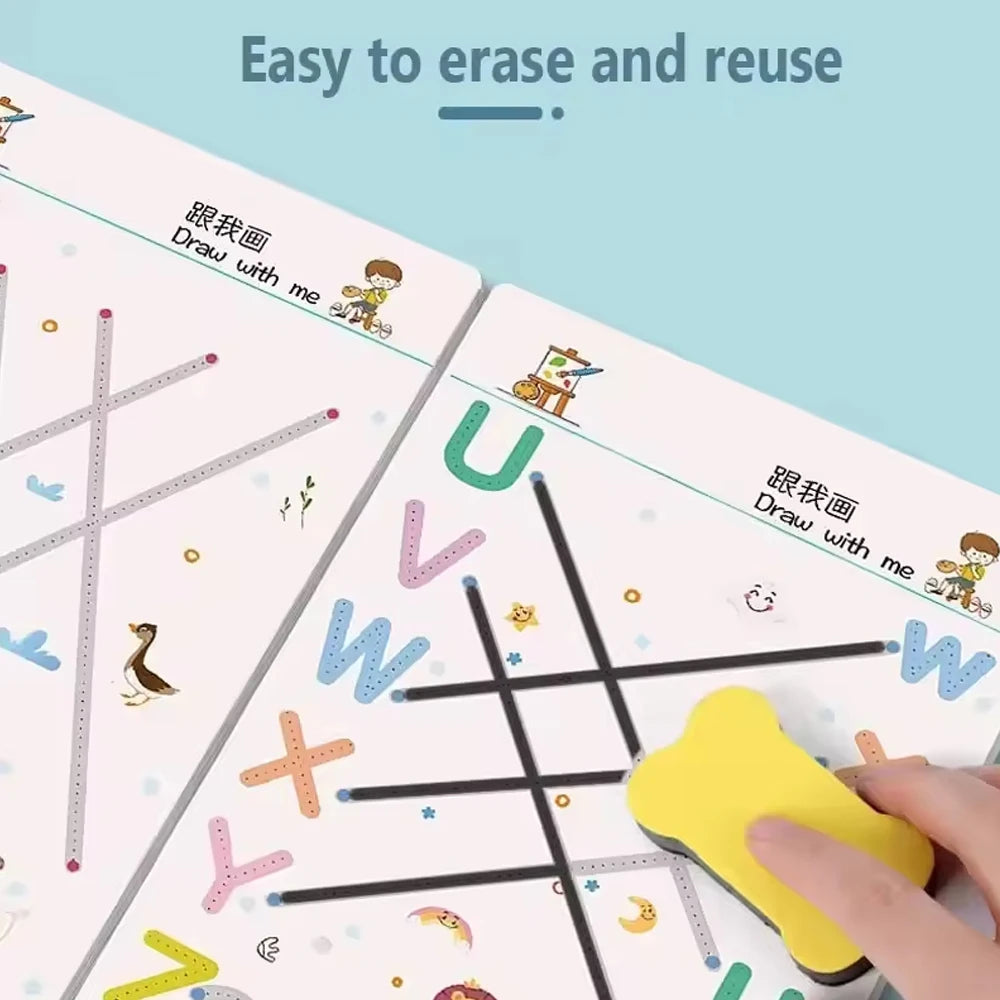 Reusable Pen Control Training Book for Children Magical Tracing Workbook Montessori Educational Calligraphy Practice Copybook