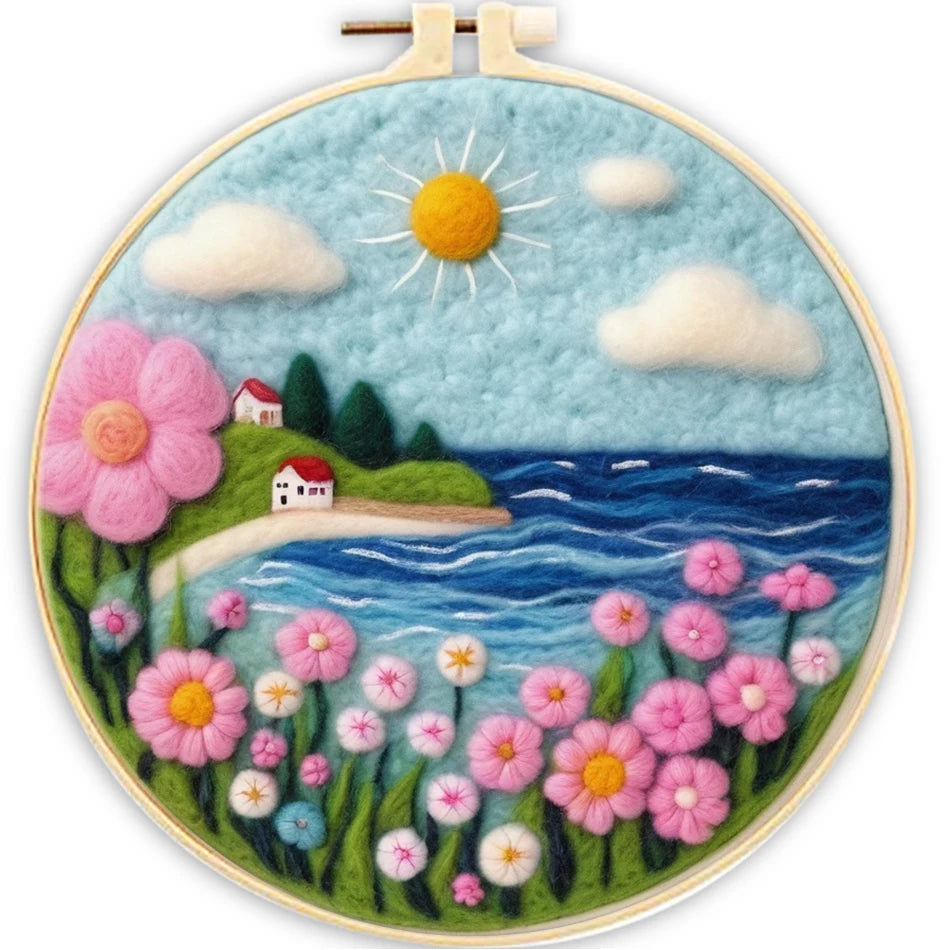 Needle Felting Kit For Beginner Wool Painting Kit DIY Felt Wool Needle Felt Set Tool Landscape Gift Picture For Home Decors -