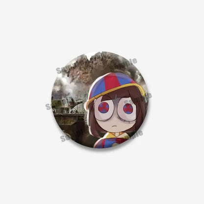 Creative Funny P-Pomni Enamel Pins Cute Cartoon Character Round Brooch DIY Backpack Jacket Collar Badge Jewelry Gifts for Fri