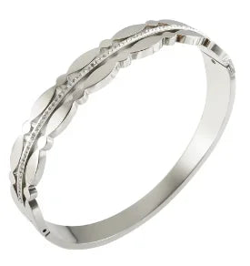 Stainless Steel With Zirconia Bracelet Bangle Simple Jewelry - B7 Silver