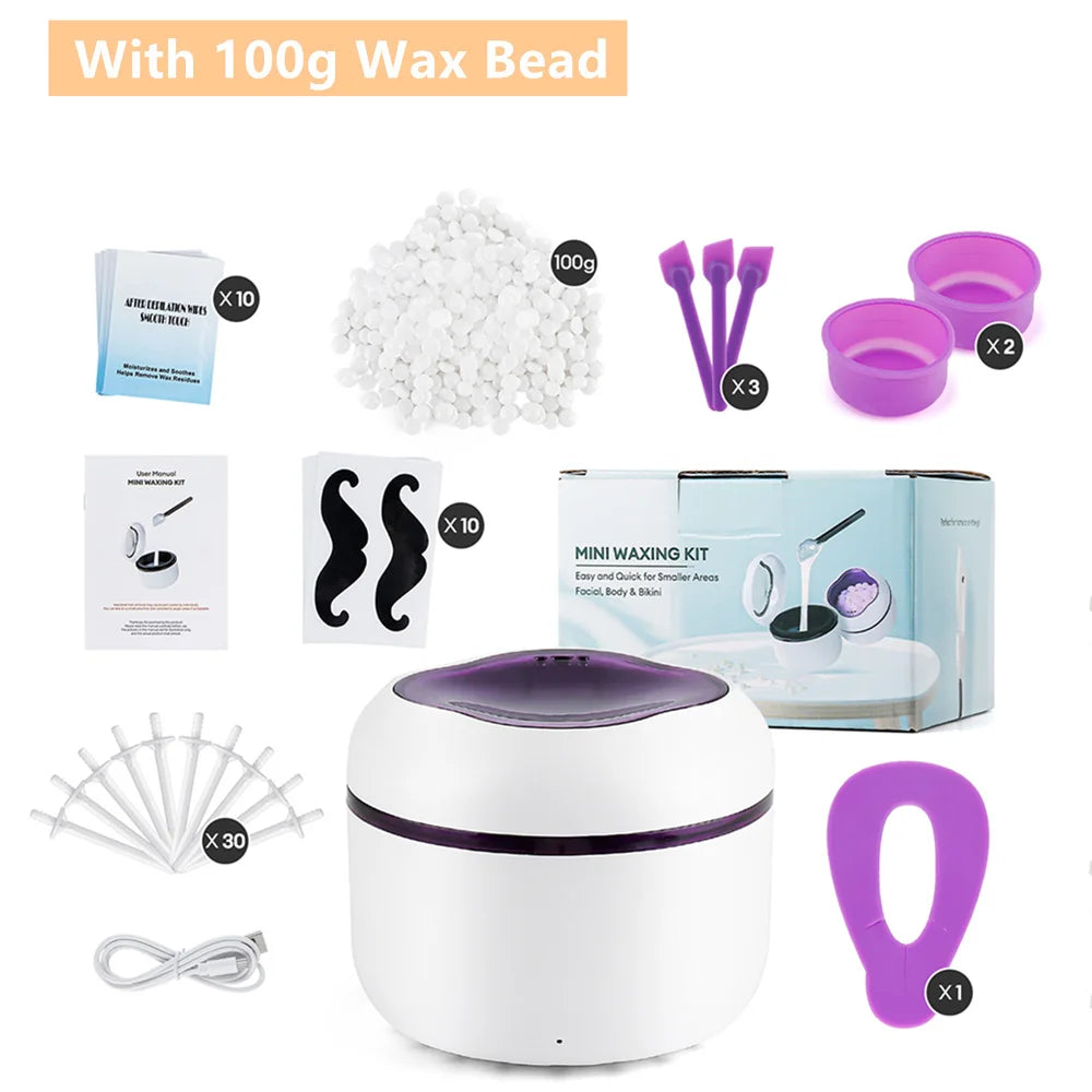 Mini Wax Heater Machine 40g Silicone Bowl Wax Warmer Nose Ear Hair Removal Waxing Kit Wax Bean Wax Heating Melting Pot Melter