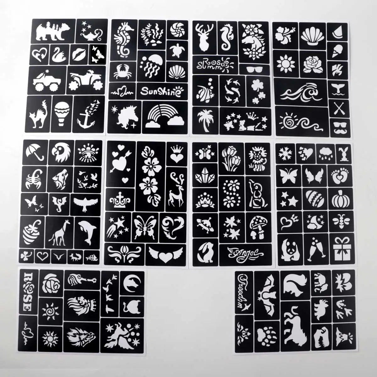 Temporary Tattoo Stencil Templates Set Reusable DIY Painting for Face and Body Art, Christmas Eve Gifts Party Favor Supplies 