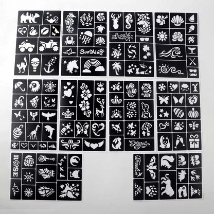 Temporary Tattoo Stencil Templates Set Reusable DIY Painting for Face and Body Art, Christmas Eve Gifts Party Favor Supplies 