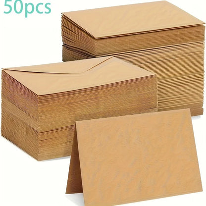 20/50pcs Premium Kraft Paper Envelopes - Perfect for DIY Greeting Cards, Wedding Invitations & Birthday Notes - 50pcs