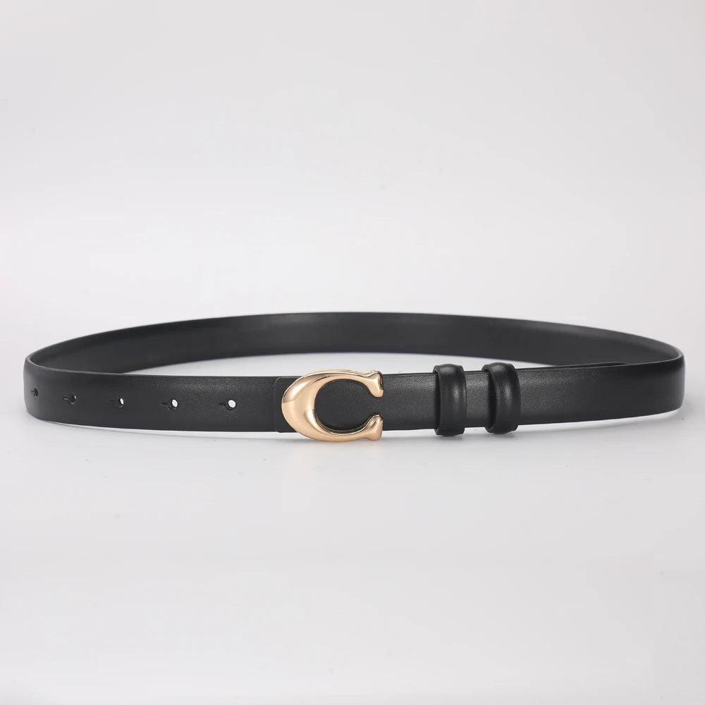 Women's Fashionable Belt C-shaped Buckle Smooth Buckle Temperament Double-sided Gift For Mother Using Belt