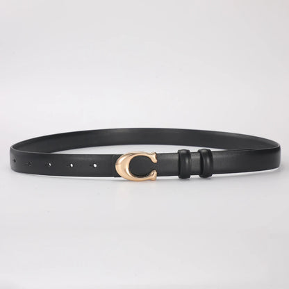 Women's Fashionable Belt C-shaped Buckle Smooth Buckle Temperament Double-sided Gift For Mother Using Belt - A / 110cm