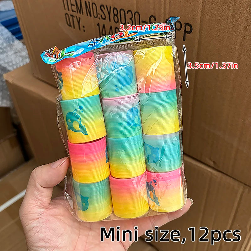 12/24 Rainbow Magic Springs Circle Toys Kids Birthday Party Favors Guests Giveaway Small Gifts Pinata Fillers Flexible Funny 
